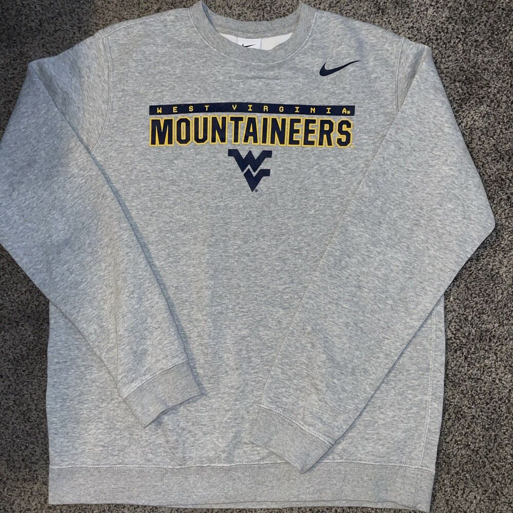 Nike West Virginia Mountaineers Crewneck Sweatshirt Mens Medium Gray WVU